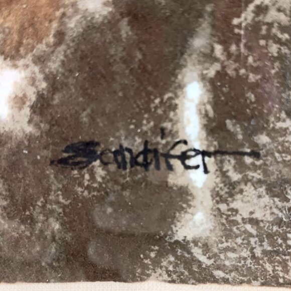 Abstract Mixed Media Painting Brown Yellow Beige By Suzanne Sandifer 8" X 10" - Picture 8 of 14